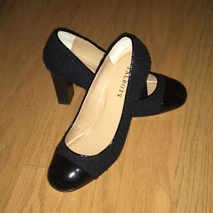 NWOB Talbots Black Patent Cap and Fabric Shoes